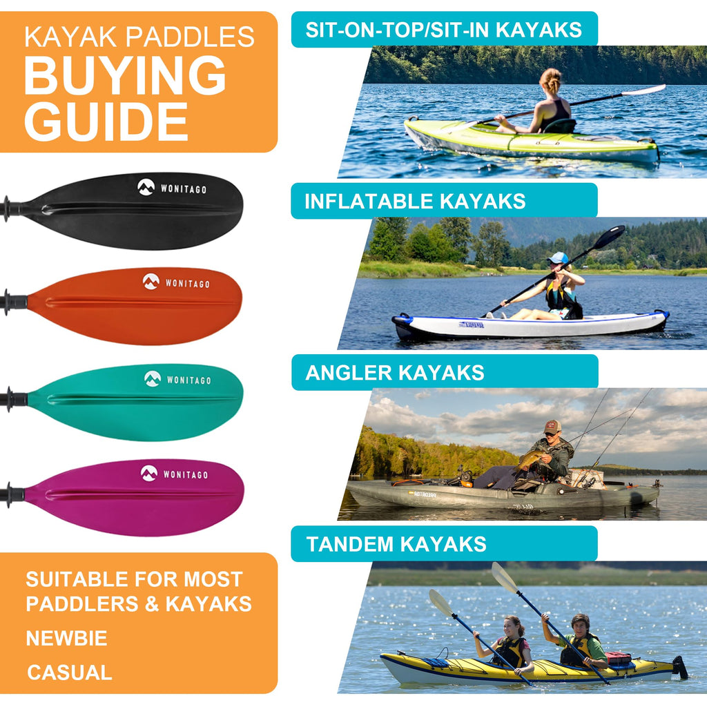Adjustable Fiberglass Shaft PP Blade Kayak Paddle T35040