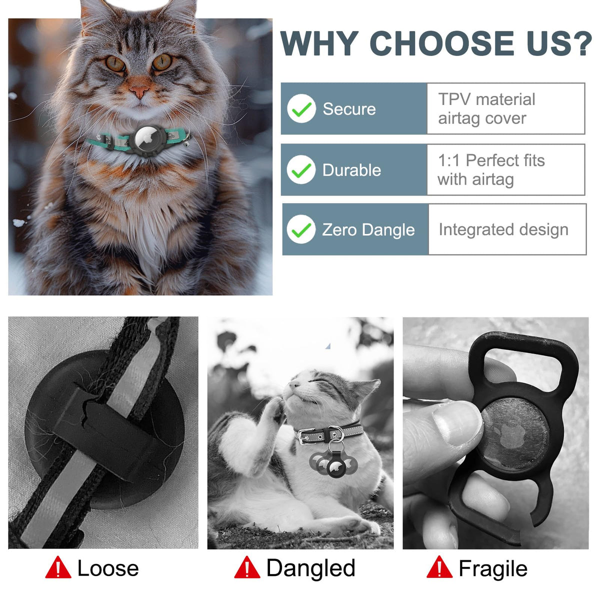 Reflective AirTag Cat Collar K119
