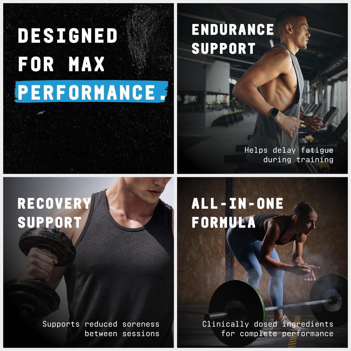 Pre-Workout Powder with Caffeine, L-Citrulline, Creatine, Beta-Alanine, 20 Servings U752633