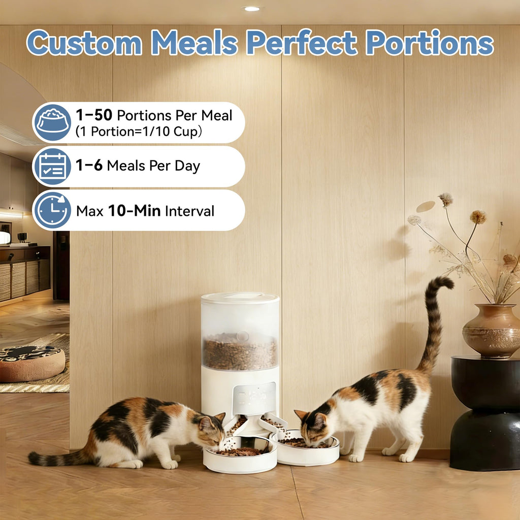 Automatic Cat Feeder for 2 Cats, 6L White X17605