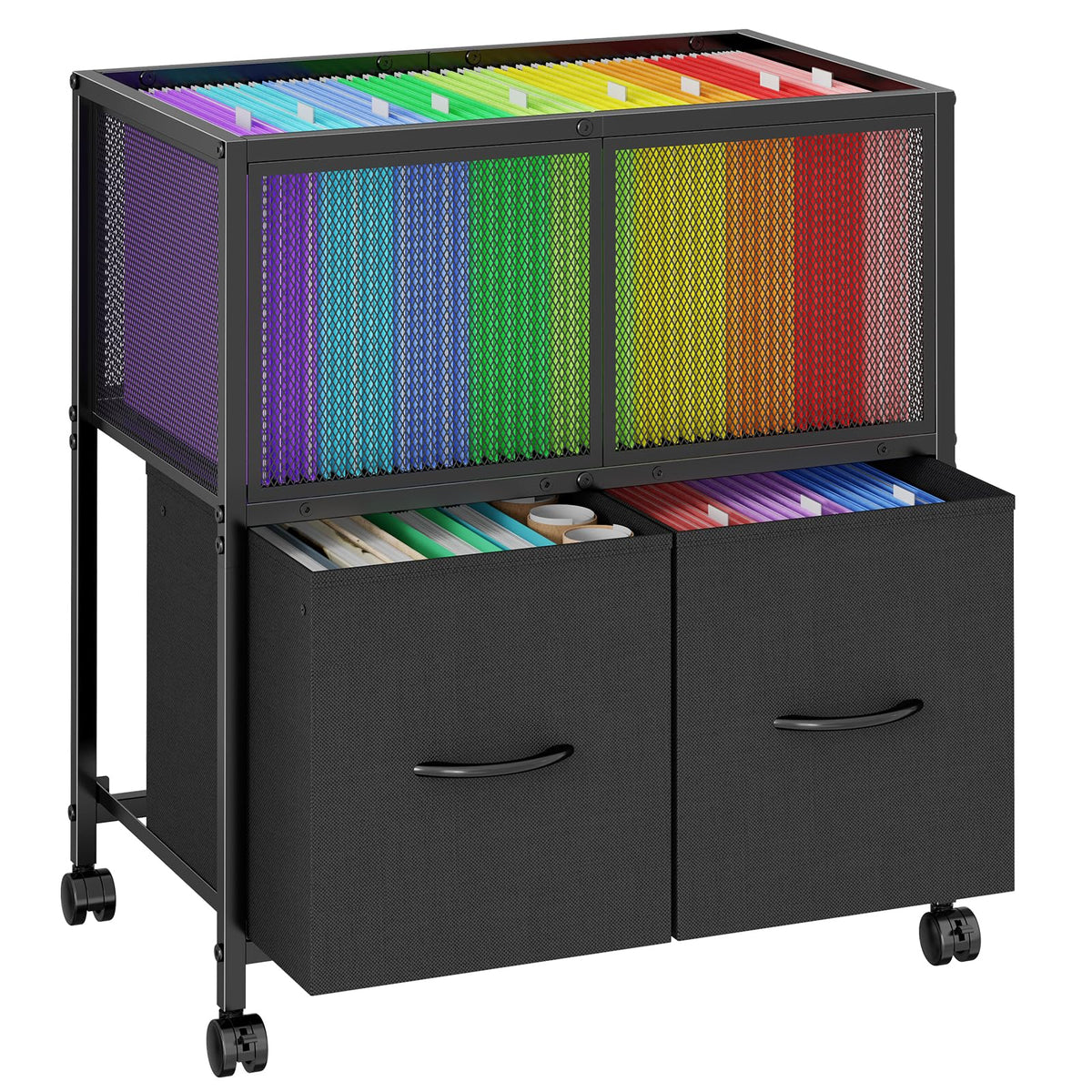 Rolling File Cart with 2 Fabric Drawers J91549