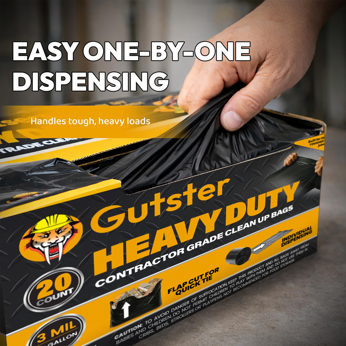 20 Count 42 Gallon 3 Mil Black Contractor Trash Bags P520668
