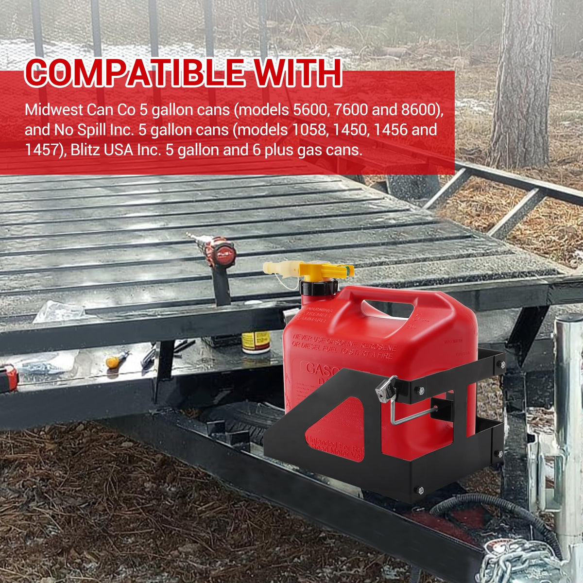 5 Gallon Trailer Gas Can Holder Rack I339