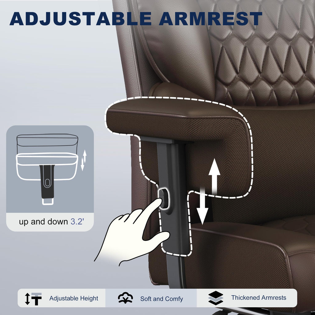 Big and Tall Faux Leather Office Chair with Footrest K745