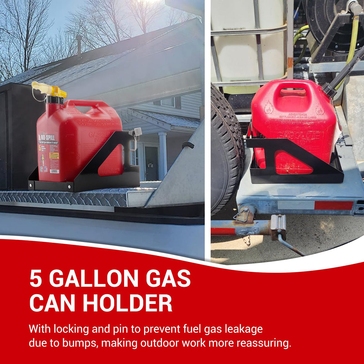 5 Gallon Trailer Gas Can Holder Rack I339