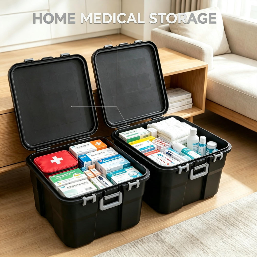 2 Pack 22 Gallon Black Wheeled Lockable Plastic Storage Trunk C209