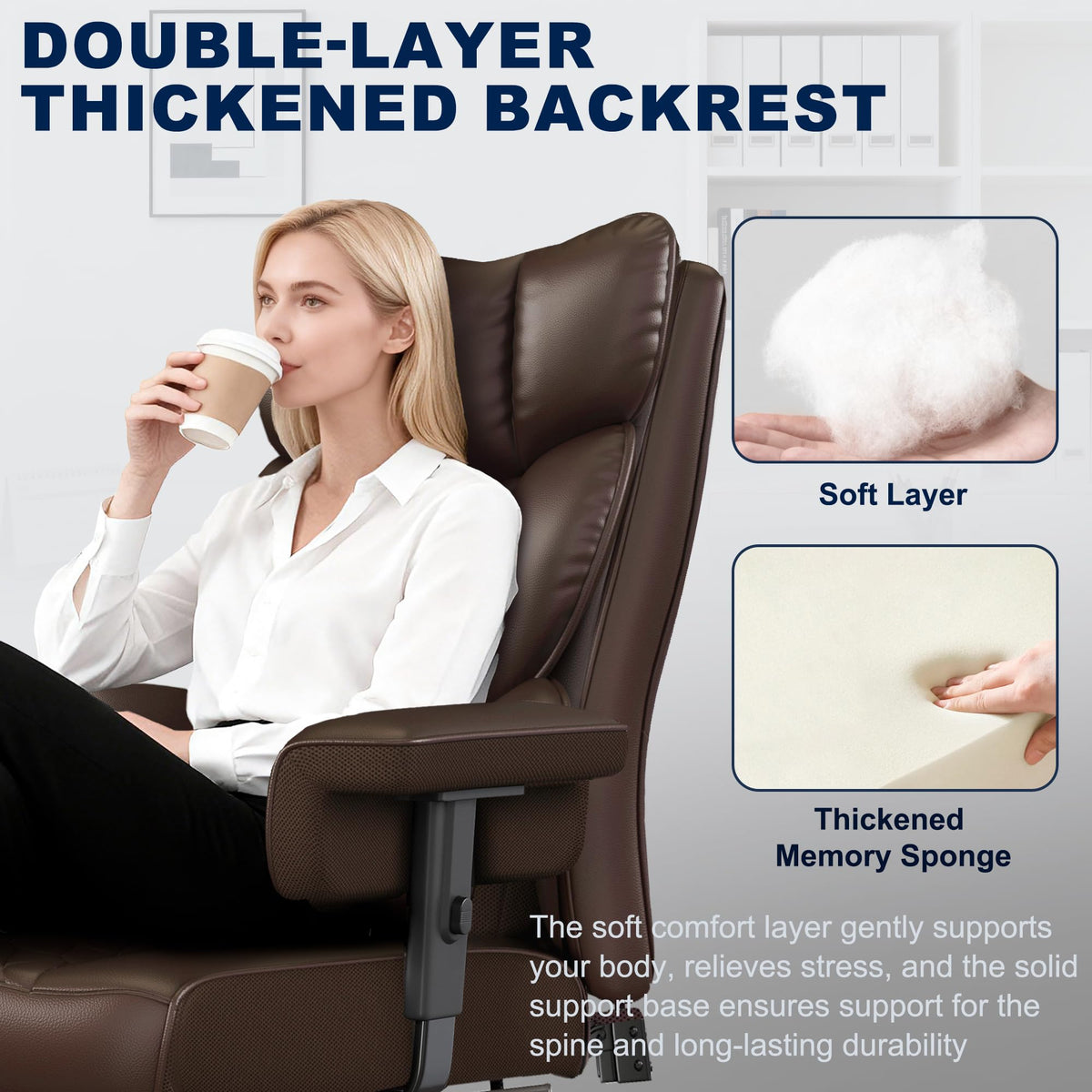Big and Tall Faux Leather Office Chair with Footrest K745