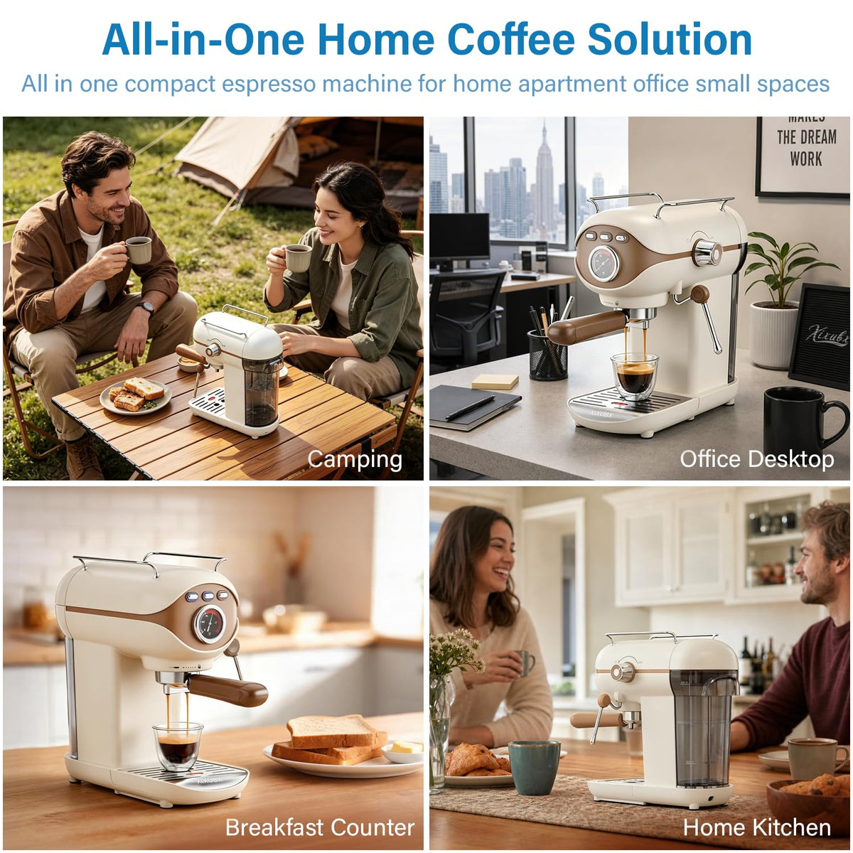 White Compact Espresso Machine with Milk Frother Z9384