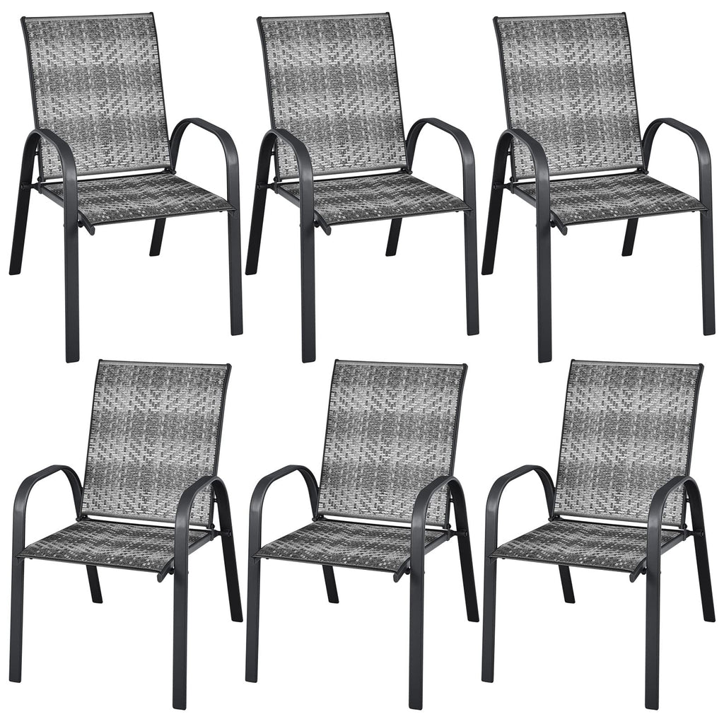 Stackable Wicker PE Rattan Patio Dining Chairs Set of 6 Y991