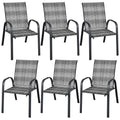 Stackable Wicker PE Rattan Patio Dining Chairs Set of 6 Y991