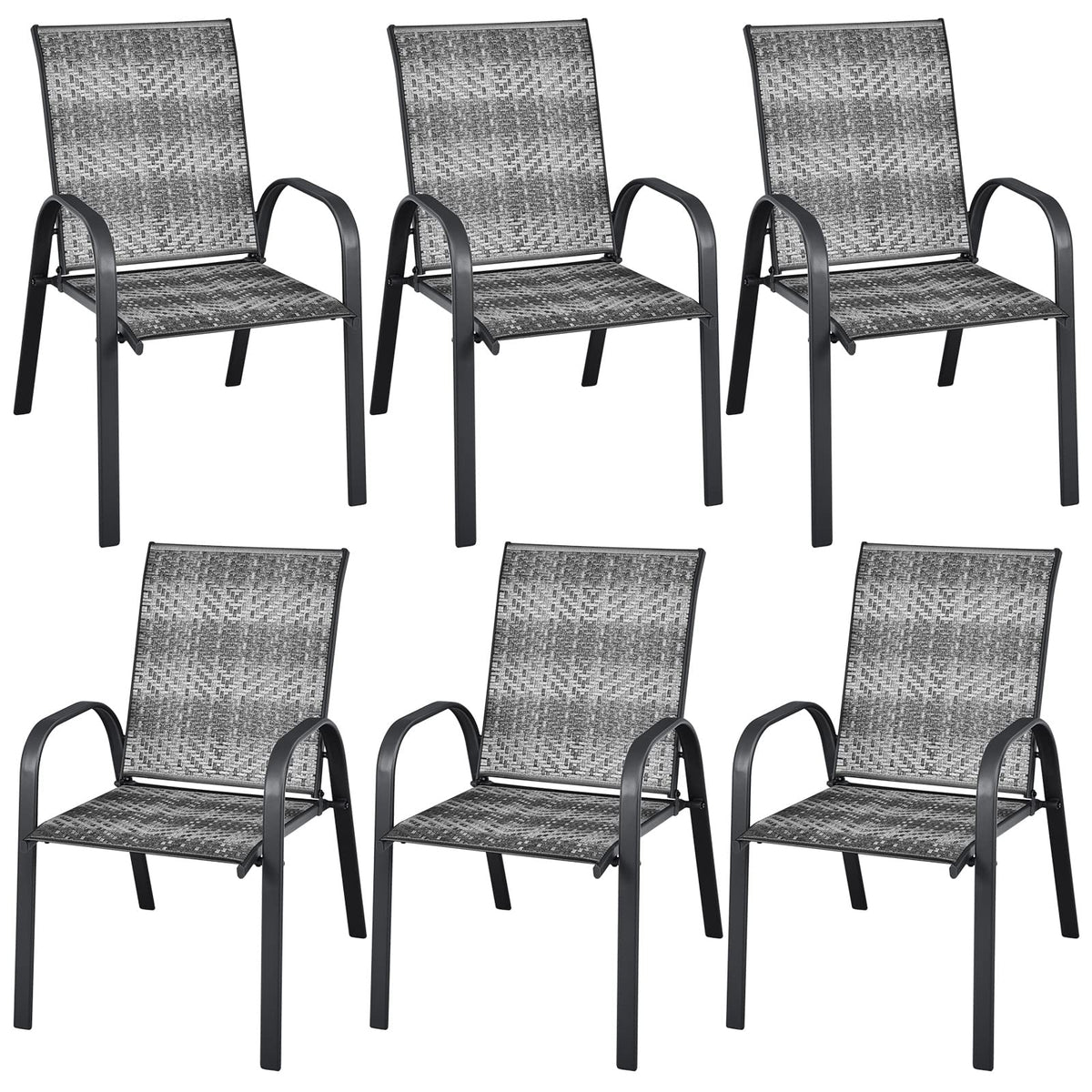 Stackable Wicker PE Rattan Patio Dining Chairs Set of 6 Y991