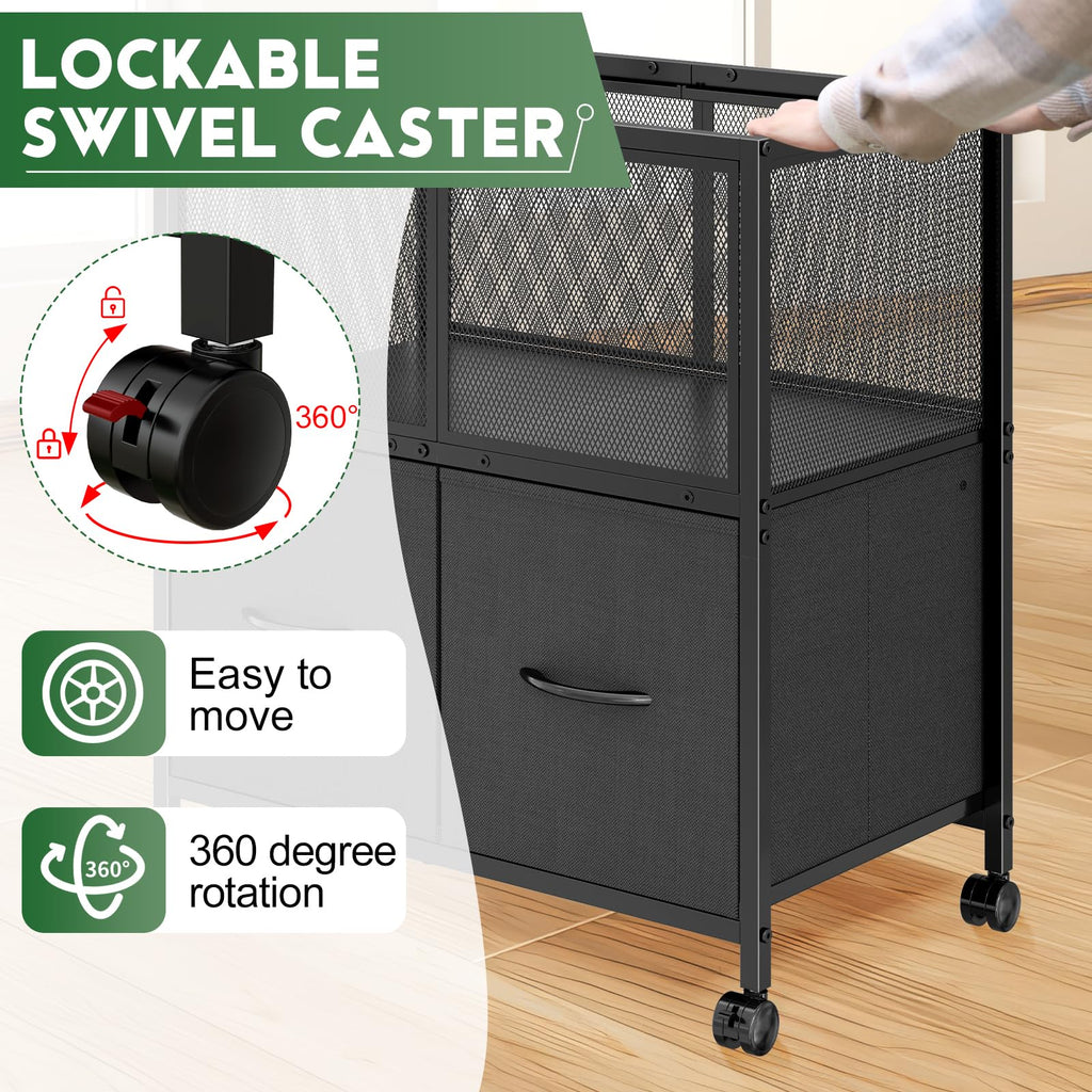 Rolling File Cart with 2 Fabric Drawers J91549