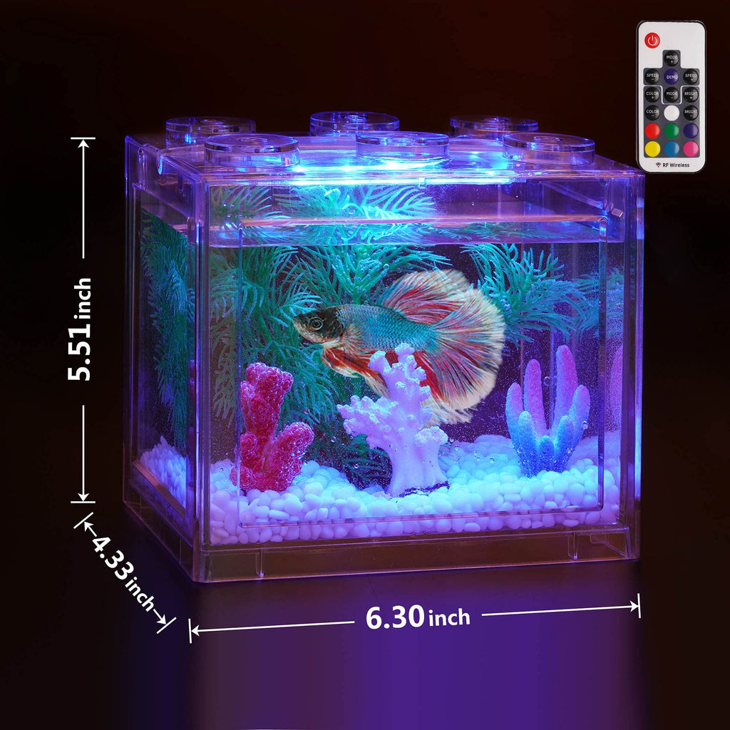 0.6 Gallon Betta Fish Tank Aquarium Kit with LED Lighting V6677