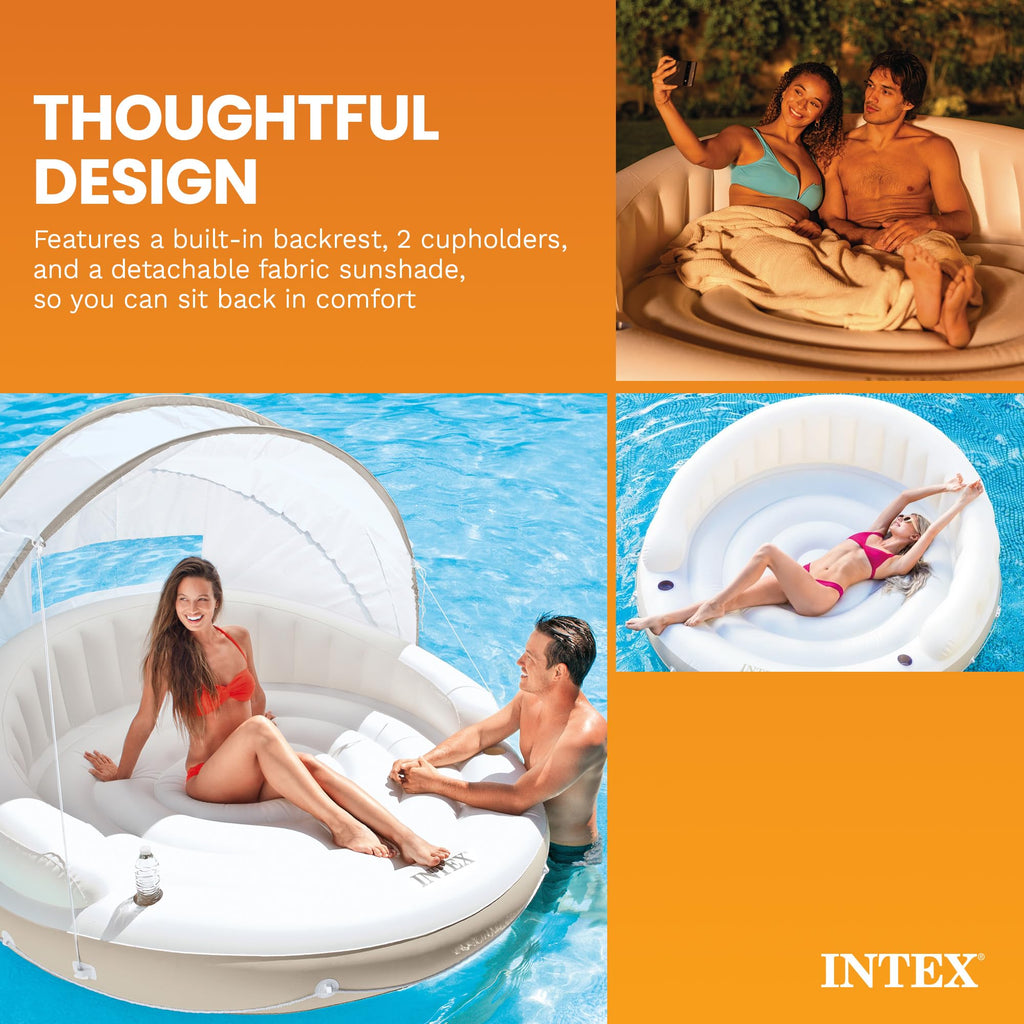 Inflatable Pool Float Lounge with Sunshade H955