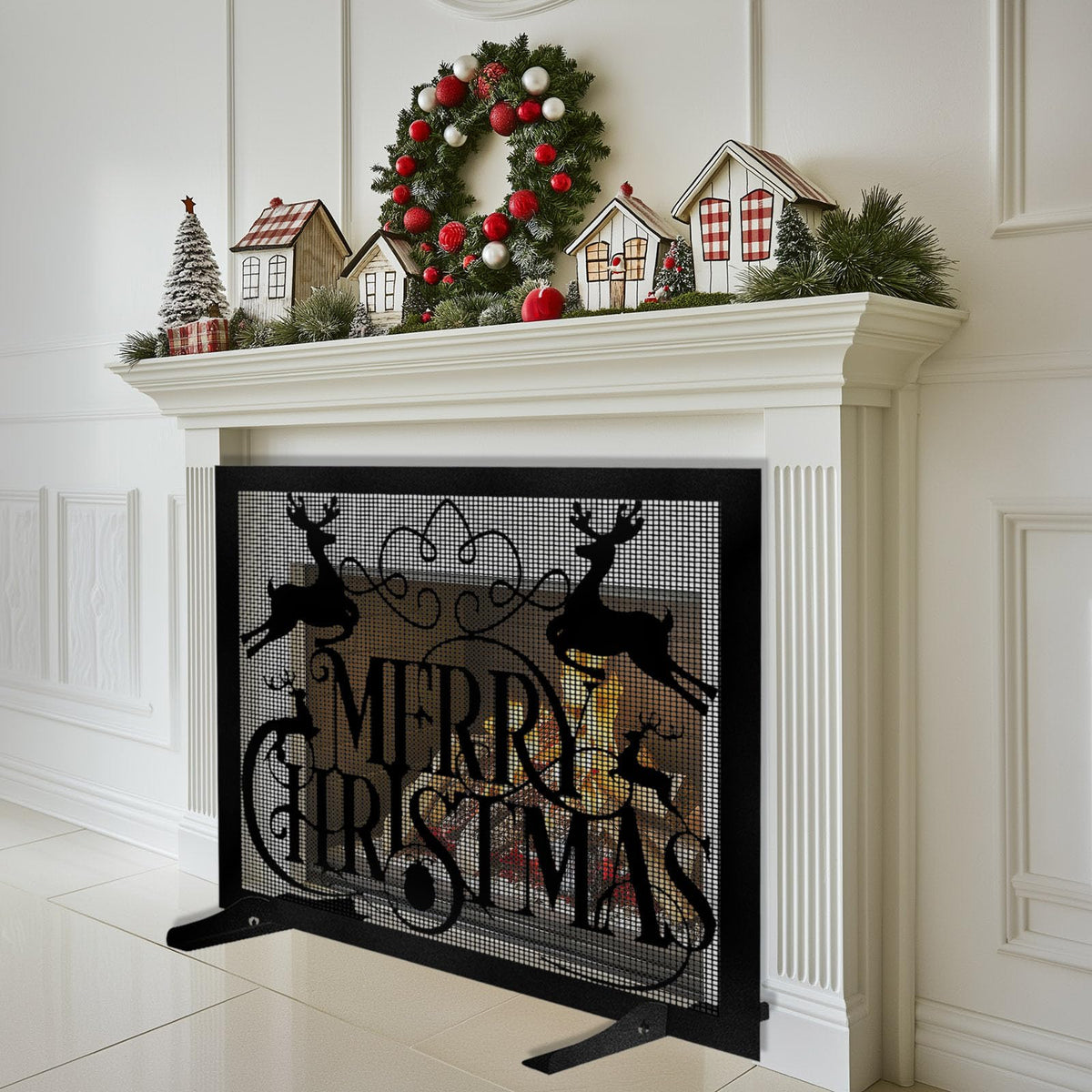 Christmas Fireplace Screen B8525