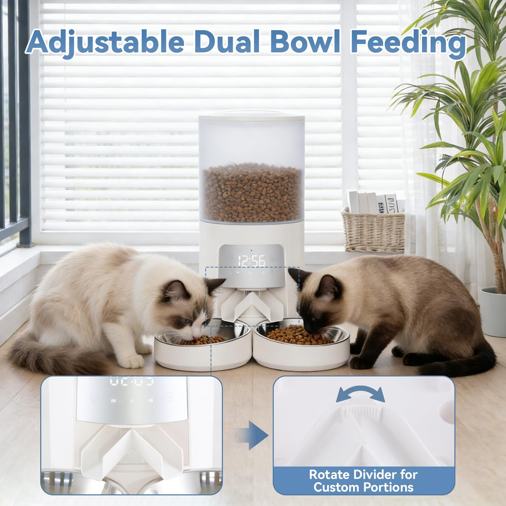 Automatic Cat Feeder for 2 Cats, 6L White X17605