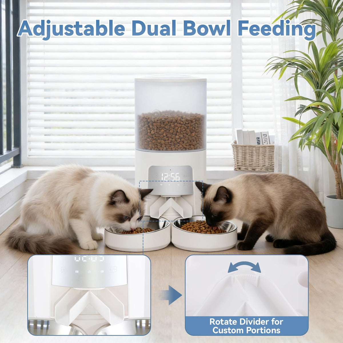 Automatic Cat Feeder for 2 Cats, 6L White X17605
