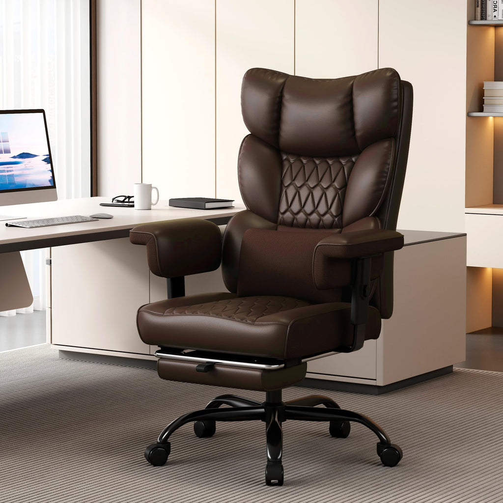 Big and Tall Faux Leather Office Chair with Footrest K745