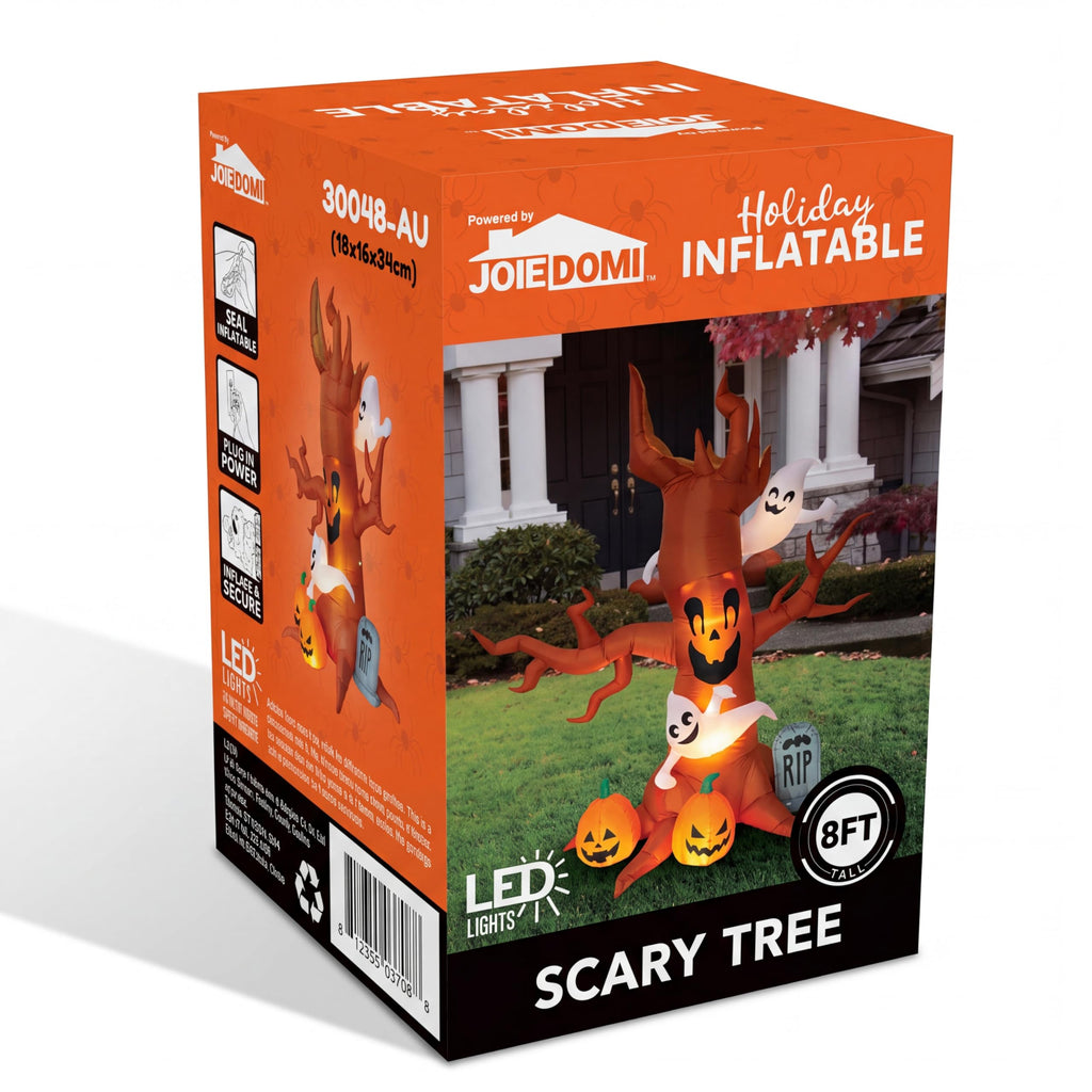 8FT Halloween Inflatable Tree with Ghost Pumpkin and Tombstone O59276