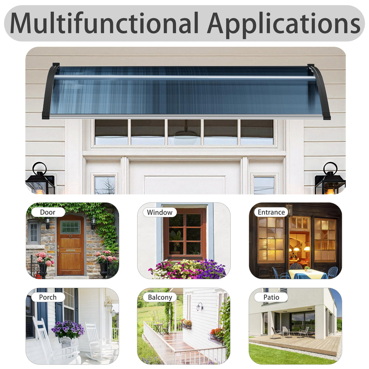 58.5x35 Inch Polycarbonate Patio Awning F148203