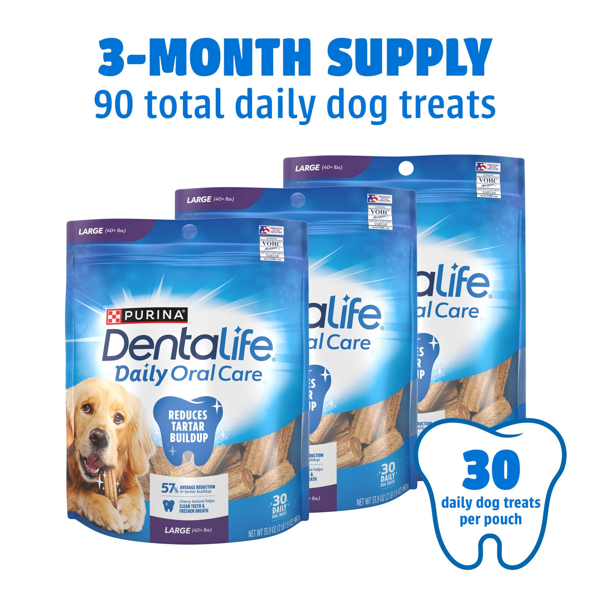 Daily Oral Care Dental Chews for Large Dogs 90 ct T6656