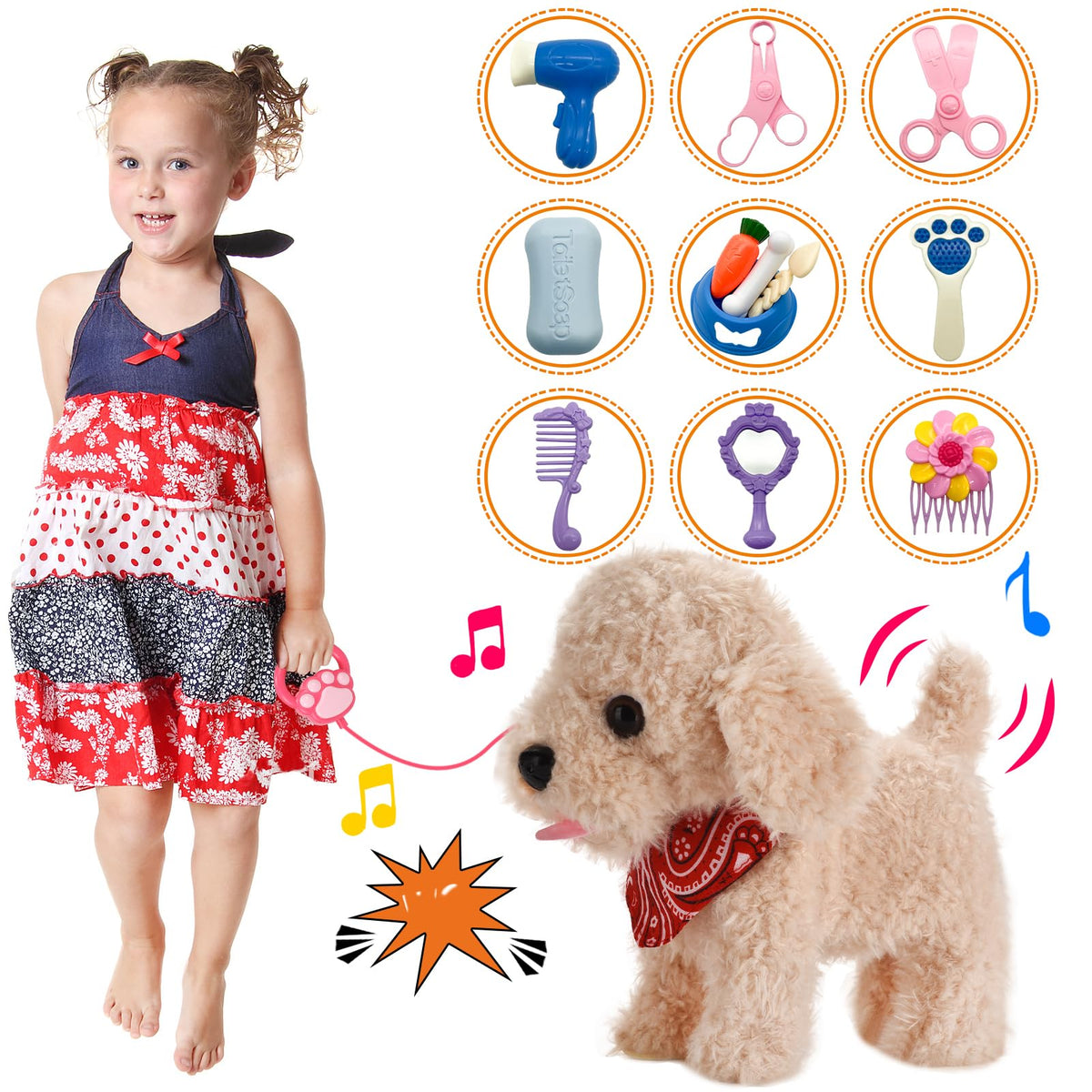 Interactive Walking Plush Puppy Toy V7674
