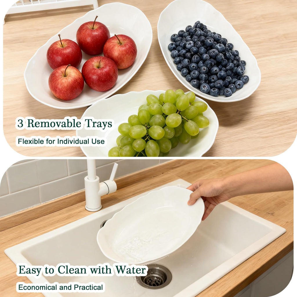3 Tier White Plastic Fruit Bowl A395916