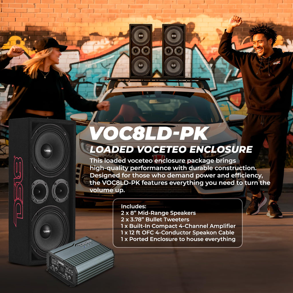 Ported Speaker Box with Dual 8" Mids, Tweeters & Amplifier D880369