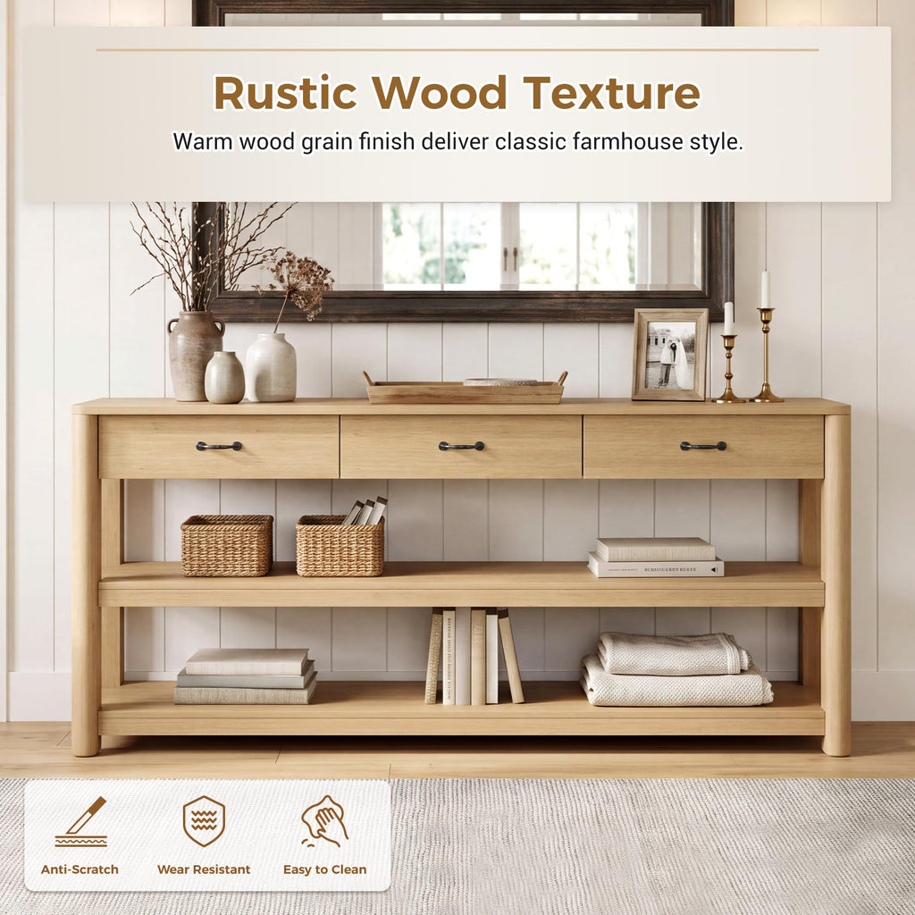 Oak Console Table with Storage Drawers Q217
