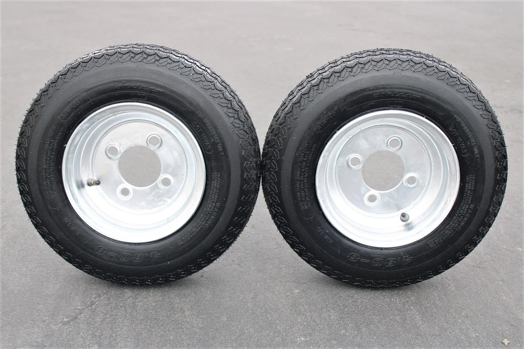 4.80-8 Trailer Tire & Wheel, 6 Ply, 4 Lug Galvanized, Set of 2 T11176