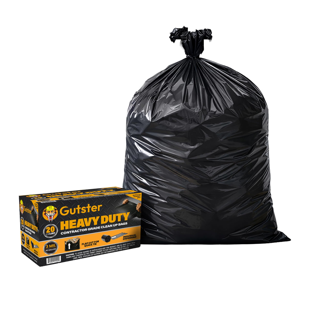 20 Count 42 Gallon 3 Mil Black Contractor Trash Bags P520668