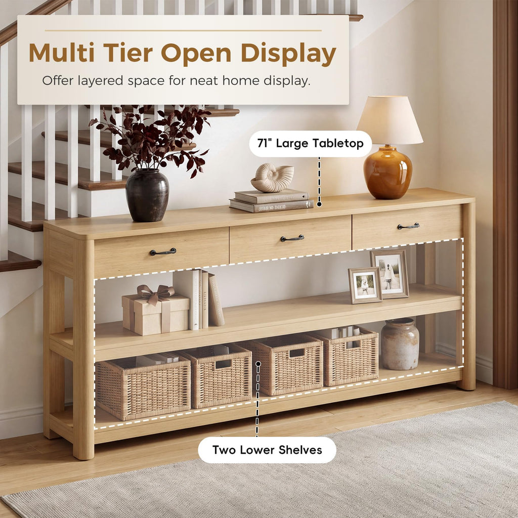 Oak Console Table with Storage Drawers Q217