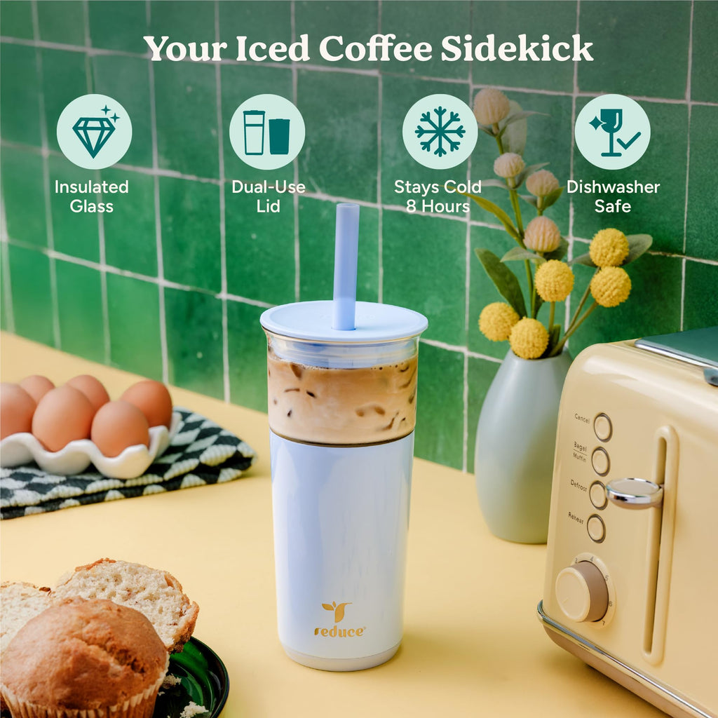 20oz Vacuum Insulated Glass Tumbler with Straw & Lid H44816
