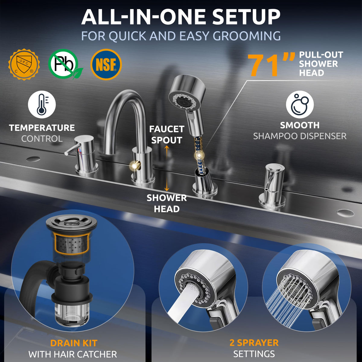 304 Stainless Steel Pet Wash Sink I729510