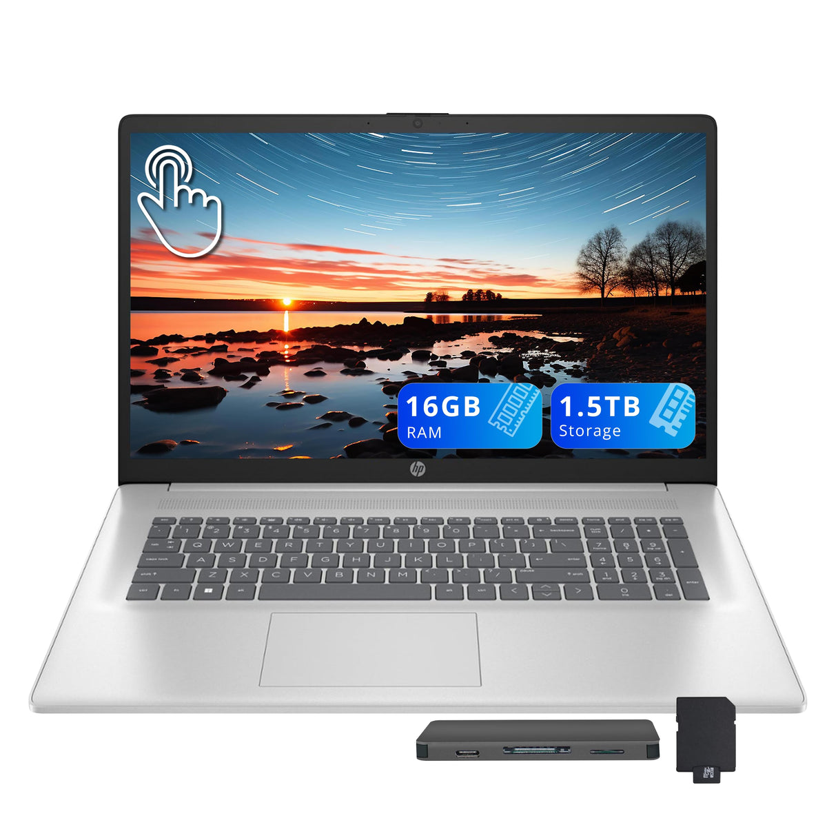 17.3" HD+ Touchscreen Laptop, AMD Ryzen 5, 16GB RAM, 1.5TB Storage, Silver T2573