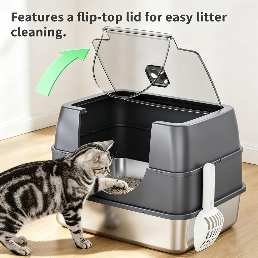 Fully Enclosed Stainless Steel Cat Litter Box B928