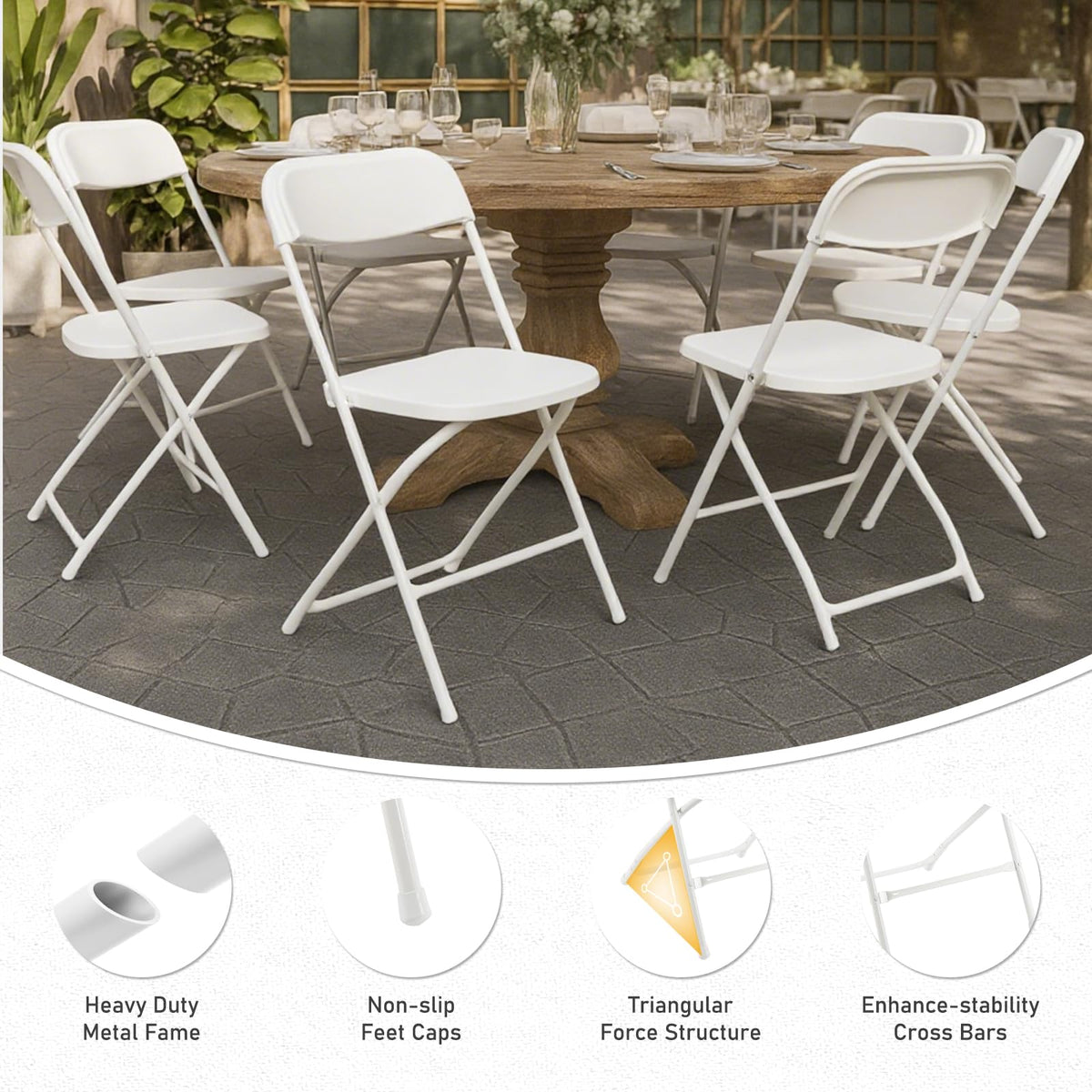 10 Pack White Plastic Folding Chairs X3852