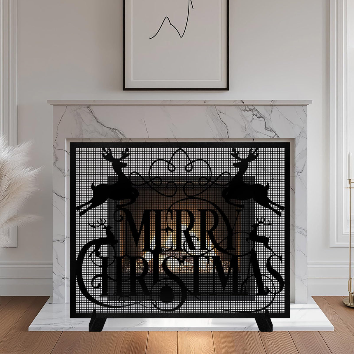 Christmas Fireplace Screen B8525