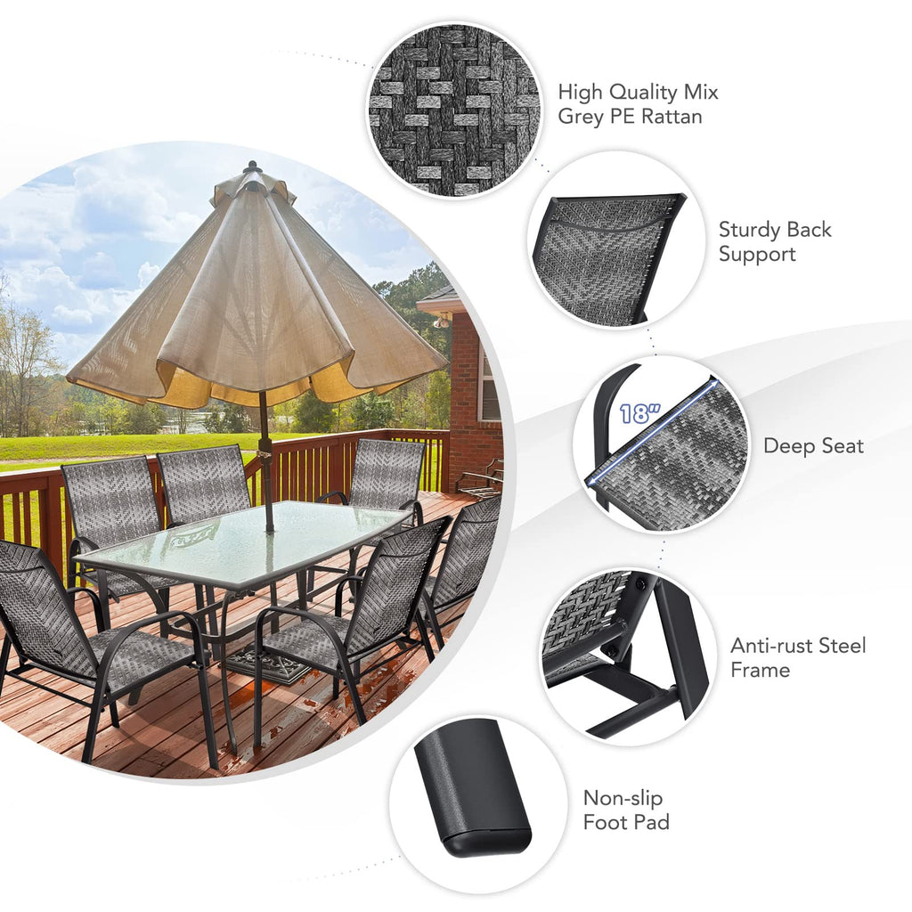 Stackable Wicker PE Rattan Patio Dining Chairs Set of 6 Y991