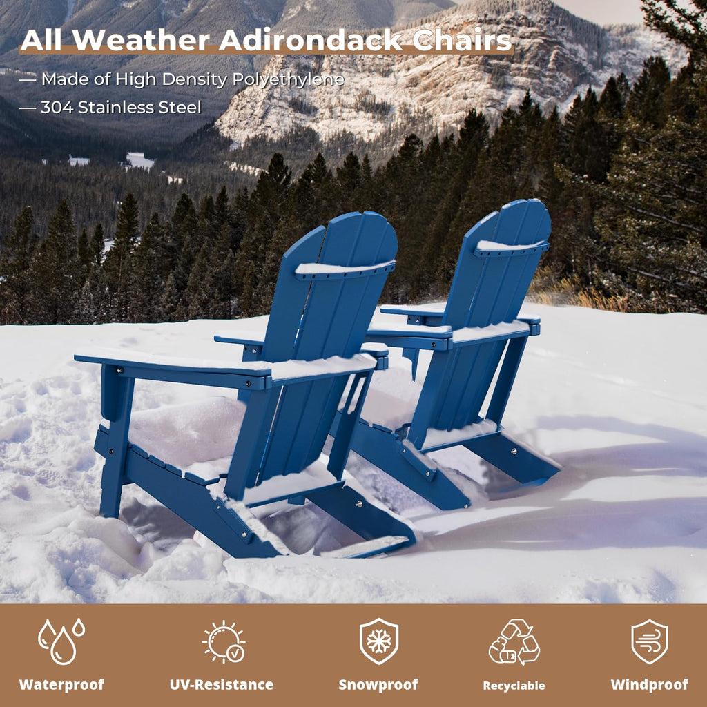 Folding Adirondack Chairs Set of 4 Blue HDPE Plastic A688798