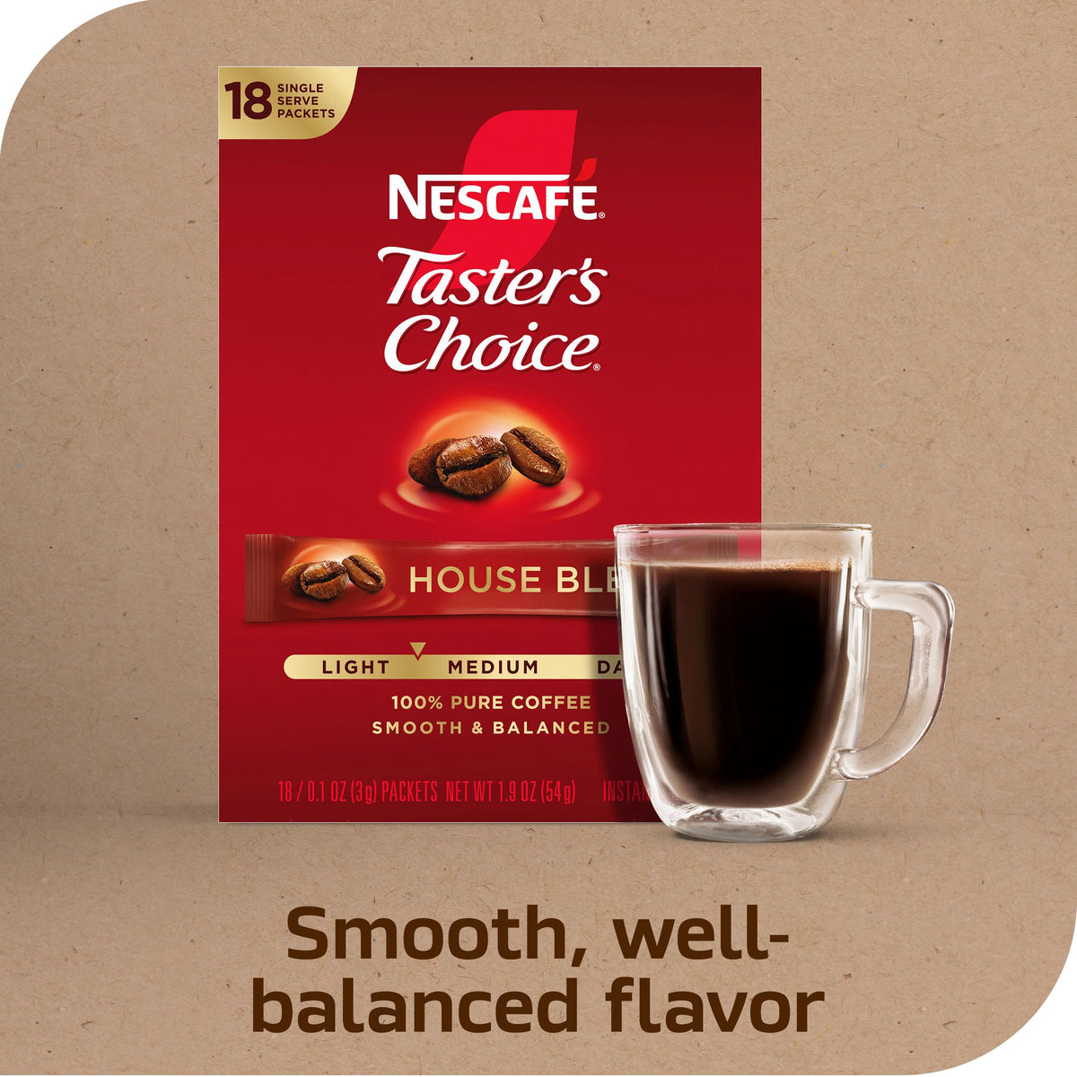 Instant Coffee Packets Light Medium Roast 144 Packets A4420
