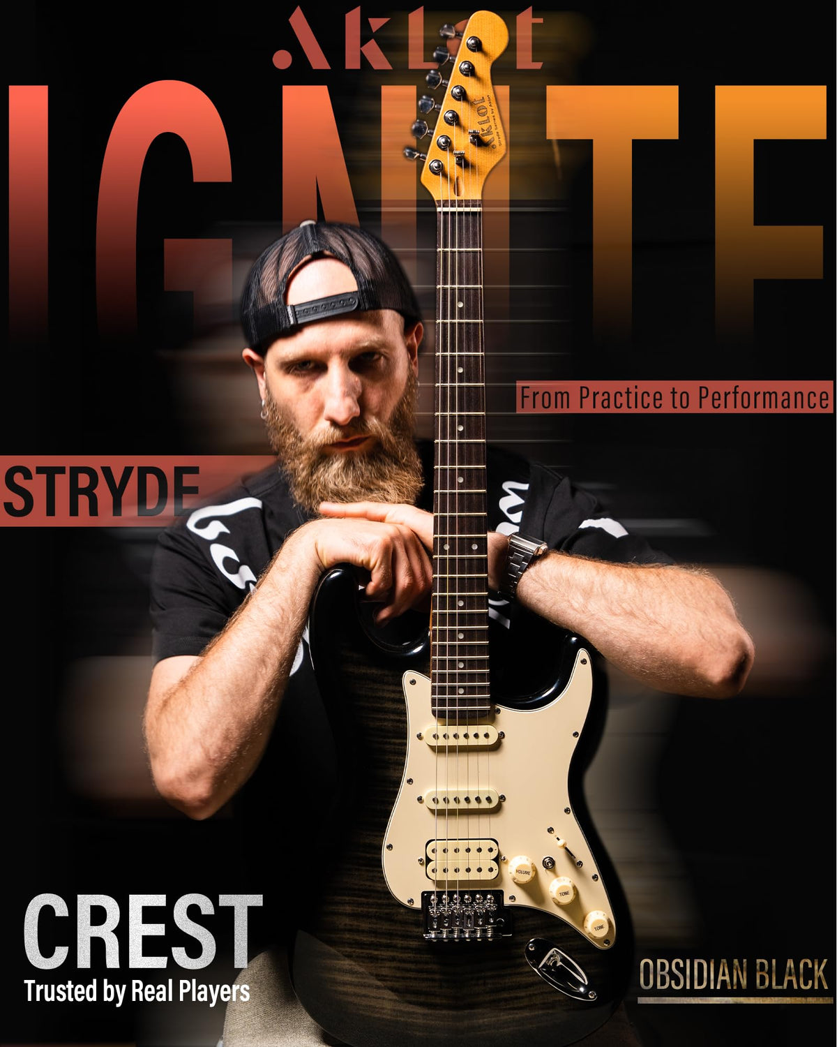 Beginner Electric Guitar Kit with 10W Amp, HSS Pickups, Gig Bag, Tuner, Strap, Picks, Black H5326