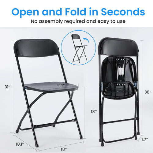 10 Pack Black Plastic Folding Chairs with Metal Frame A59024