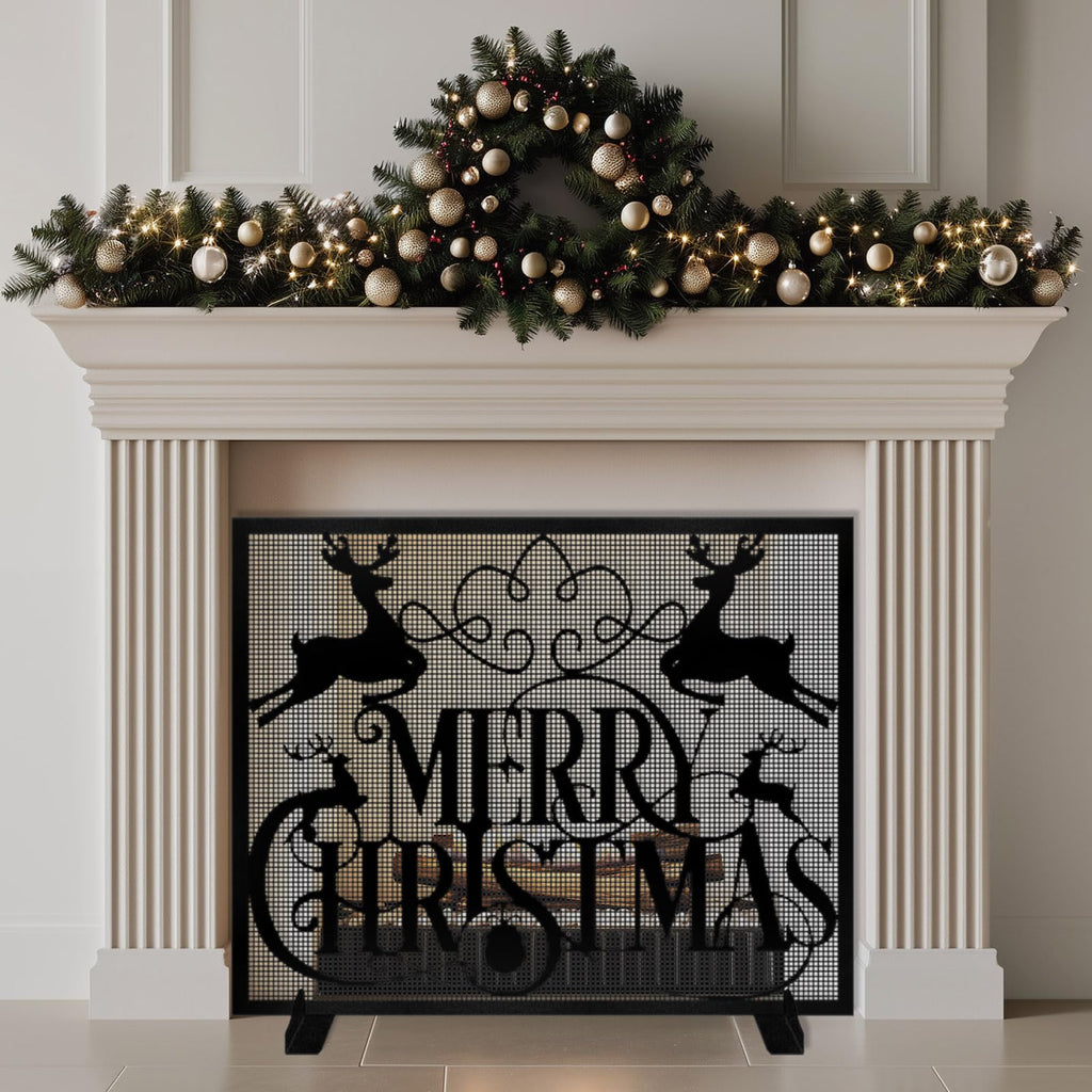 Christmas Fireplace Screen B8525