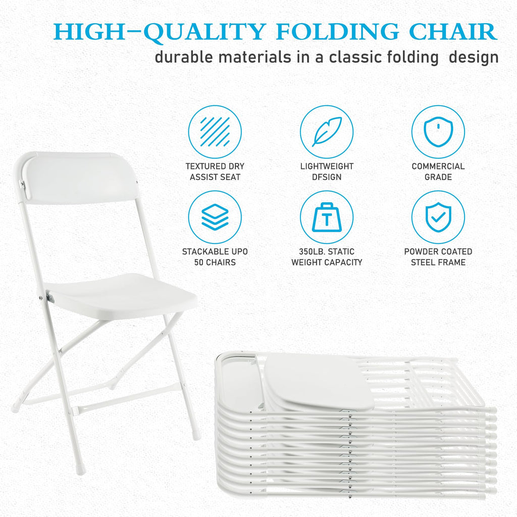 10 Pack White Plastic Folding Chairs X3852