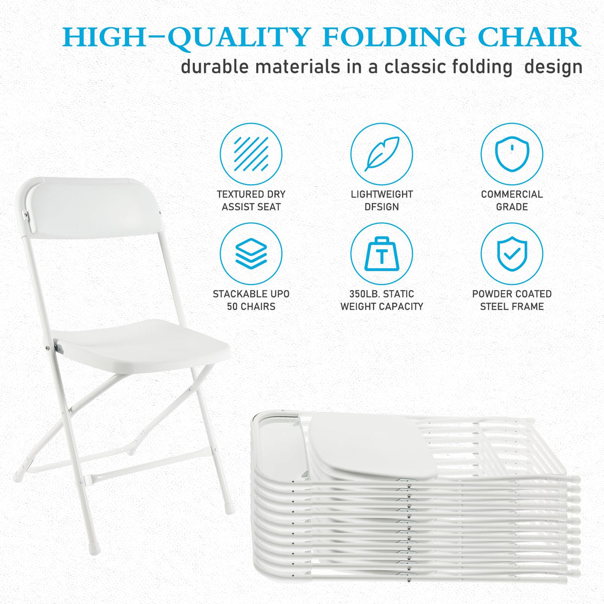 10 Pack White Plastic Folding Chairs X3852