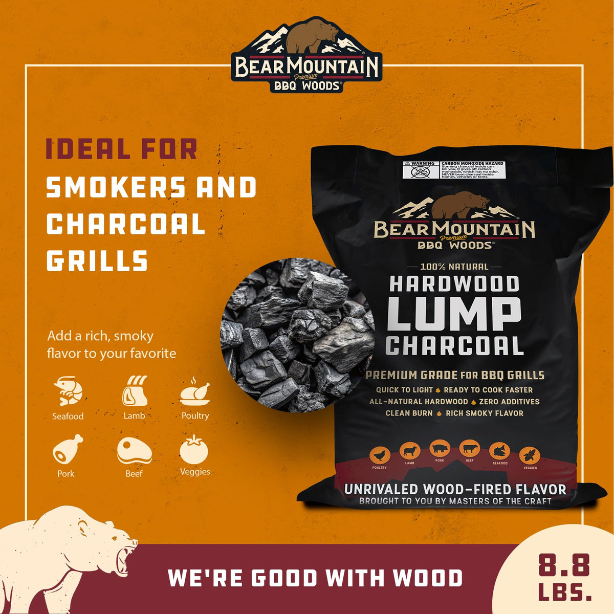 4 Pack Hardwood Lump Charcoal 16 Pounds G660885
