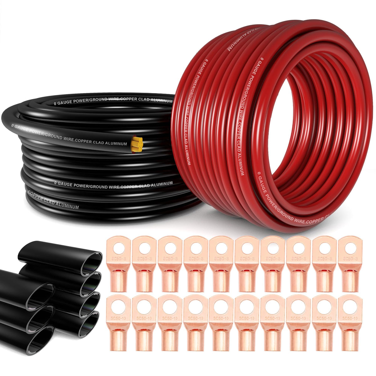 1/0 Gauge Battery Cable Kit 40ft Red/Black CCA Wire I815218