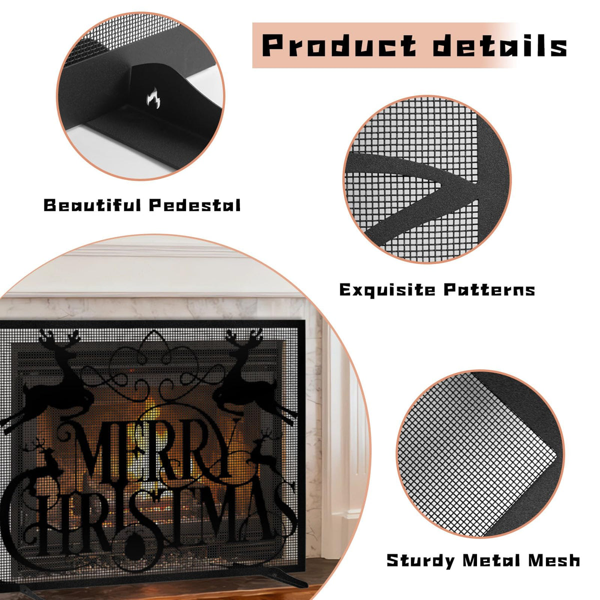 Christmas Fireplace Screen B8525