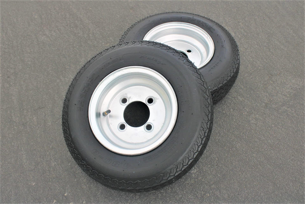 4.80-8 Trailer Tire & Wheel, 6 Ply, 4 Lug Galvanized, Set of 2 T11176